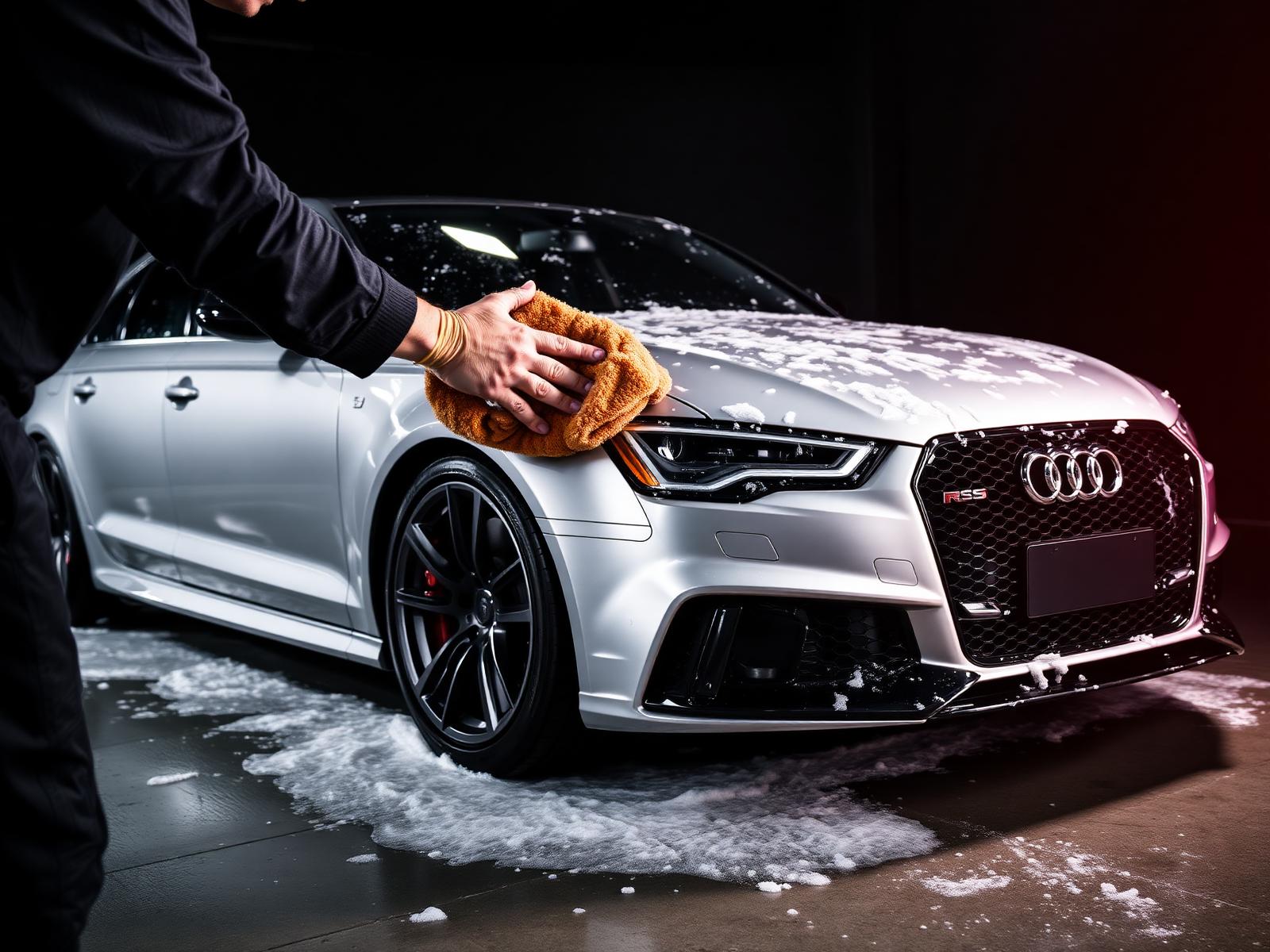 Handmatige exterieurwas van een Audi RS6
